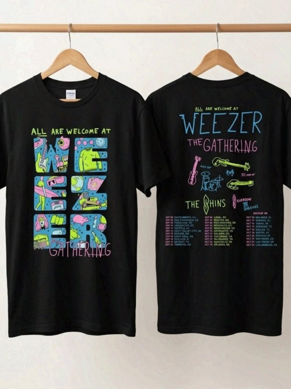 Weezer The Gathering Tour 2026 Black T-Shirt Reprint